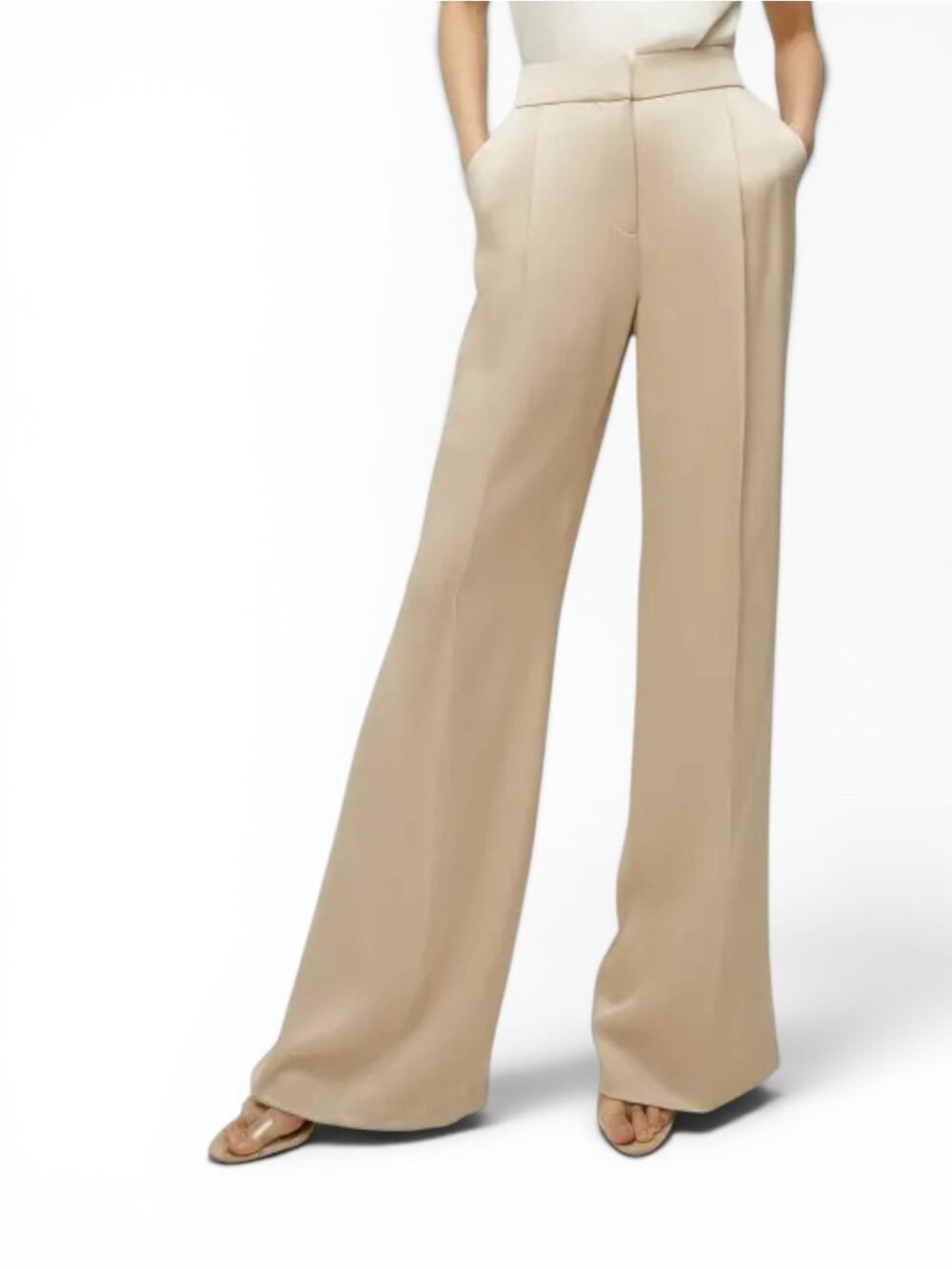 Veronica Beard Robinne Wide-Leg Tailored Pants in Chai Size 10